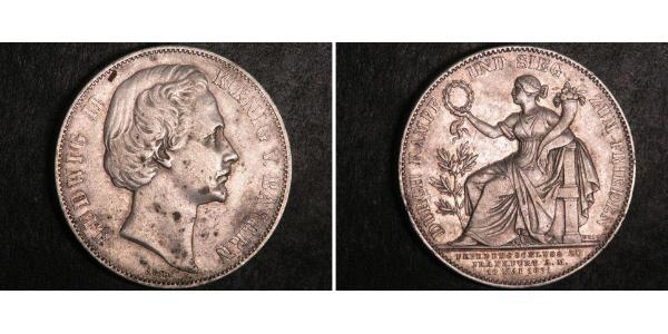 1 Thaler 巴伐利亞王國 (1806 - 1918) 銀 路德维希二世 (巴伐利亚)