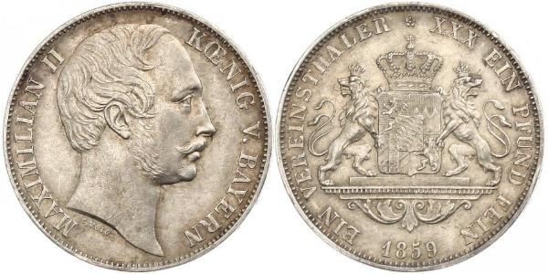 1 Thaler 巴伐利亞王國 (1806 - 1918) 銀 马克西米利安二世 (巴伐利亚国王)