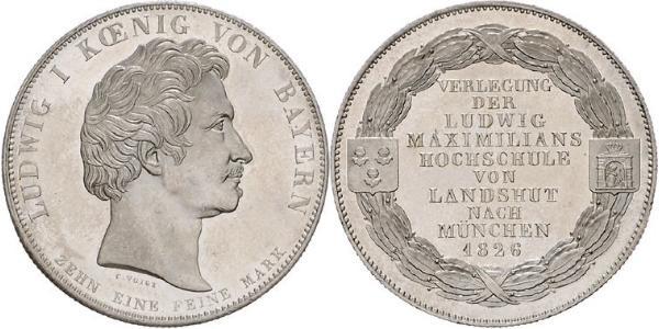 1 Thaler 巴伐利亞王國 (1806 - 1918) 銀 路德维希一世 (巴伐利亚)