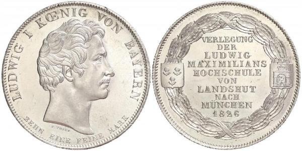 1 Thaler 巴伐利亞王國 (1806 - 1918) 銀 路德维希一世 (巴伐利亚)