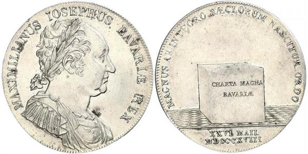 1 Thaler 巴伐利亞王國 (1806 - 1918) 銀 马克西米利安一世 (巴伐利亚国王) (1756 - 1825)