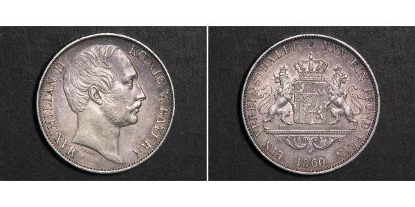 1 Thaler 巴伐利亞王國 (1806 - 1918) 銀 马克西米利安二世 (巴伐利亚国王)