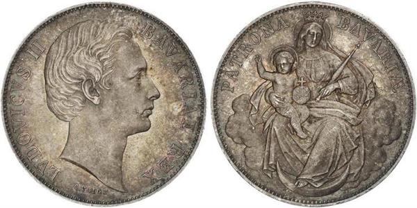 1 Thaler 巴伐利亞王國 (1806 - 1918) 銀 路德维希二世 (巴伐利亚)