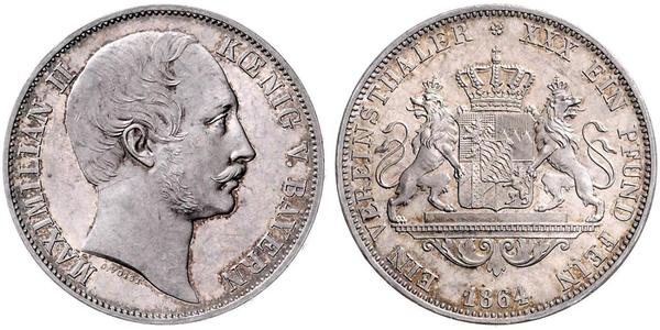 1 Thaler 巴伐利亞王國 (1806 - 1918) 銀 马克西米利安二世 (巴伐利亚国王)