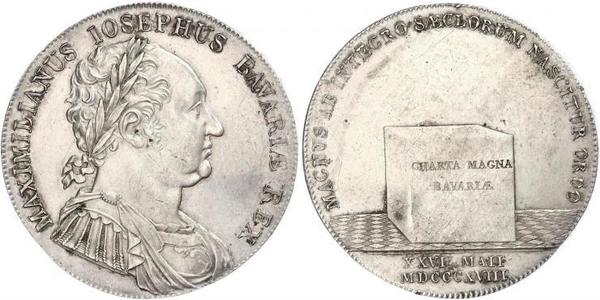 1 Thaler 巴伐利亞王國 (1806 - 1918) 銀 马克西米利安一世 (巴伐利亚国王) (1756 - 1825)