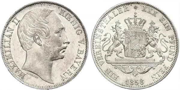 1 Thaler 巴伐利亞王國 (1806 - 1918) 銀 马克西米利安二世 (巴伐利亚国王)
