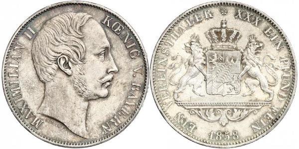 1 Thaler 巴伐利亞王國 (1806 - 1918) 銀 马克西米利安二世 (巴伐利亚国王)
