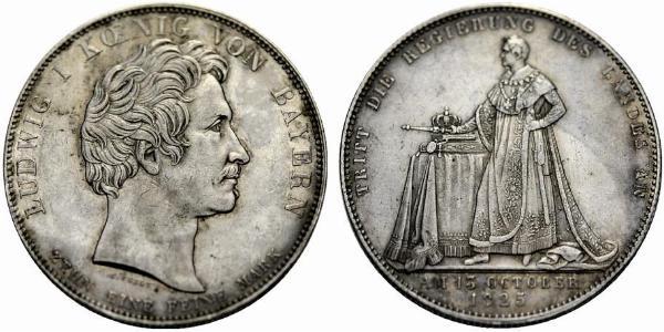 1 Thaler 巴伐利亞王國 (1806 - 1918) 銀 路德维希一世 (巴伐利亚)