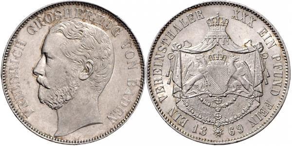 1 Thaler 巴登大公國 (1806 - 1918) 銀 弗里德里希一世 (巴登)