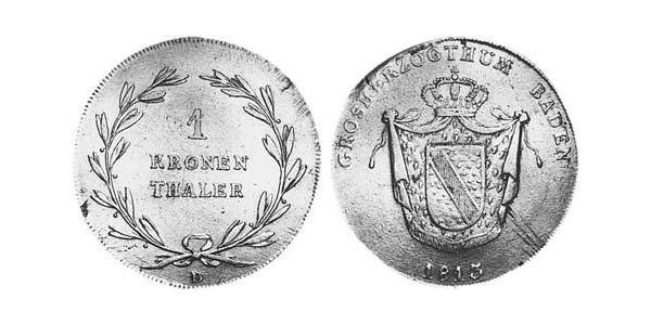 1 Thaler 巴登大公國 (1806 - 1918) 銀 卡尔·路德维希·弗里德里希 (巴登) (1786 - 1818)