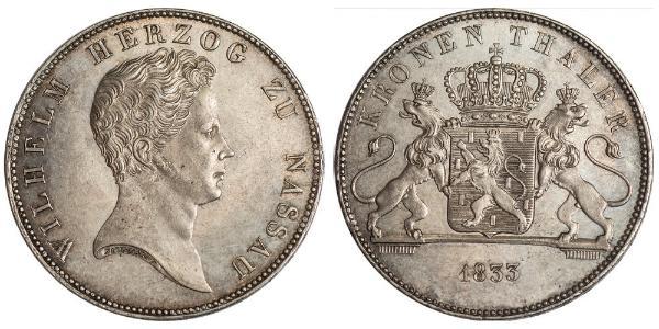 1 Thaler 拿骚公国 (1806 - 1866) 銀 威廉 (拿騷公爵)