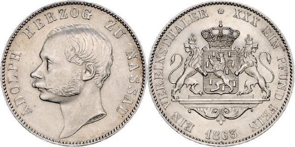 1 Thaler 拿骚公国 (1806 - 1866) 銀 阿道夫 (卢森堡大公)