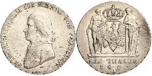 1 Thaler 普魯士王國 (1701 - 1918) 銀 腓特烈·威廉三世 (1770 -1840)