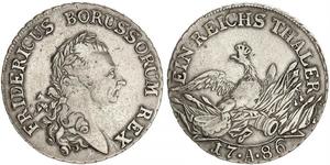 1 Thaler 普魯士王國 (1701 - 1918) 銀 腓特烈二世 (普鲁士) (1712 – 1786)