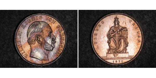 1 Thaler 普魯士王國 (1701 - 1918) 銀 威廉一世 (德国)