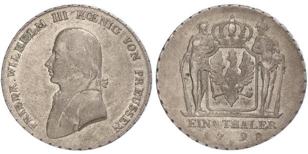 1 Thaler 普魯士王國 (1701 - 1918) 銀 腓特烈·威廉三世 (1770 -1840)