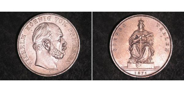 1 Thaler 普魯士王國 (1701 - 1918) 銀 威廉一世 (德国)