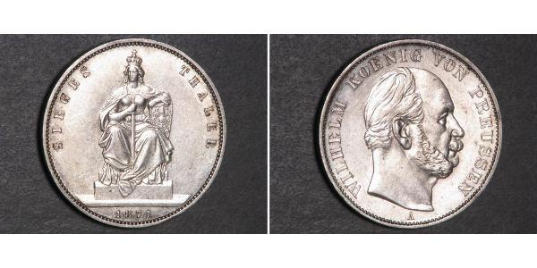 1 Thaler 普魯士王國 (1701 - 1918) 銀 威廉一世 (德国)