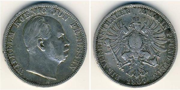 1 Thaler 普魯士王國 (1701 - 1918) 銀 威廉一世 (德国)
