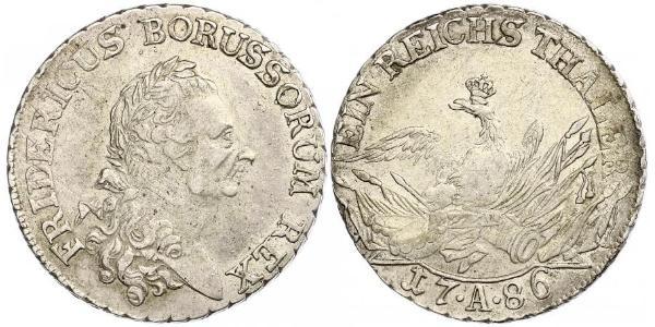 1 Thaler 普魯士王國 (1701 - 1918) 銀 腓特烈二世 (普鲁士) (1712 – 1786)