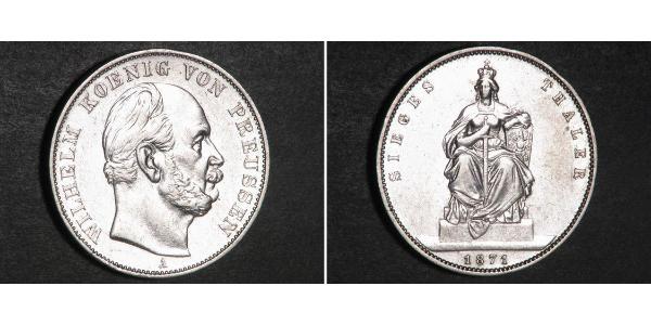 1 Thaler 普魯士王國 (1701 - 1918) 銀 威廉一世 (德国)