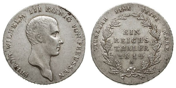 1 Thaler 普魯士王國 (1701 - 1918) 銀 腓特烈·威廉三世 (1770 -1840)