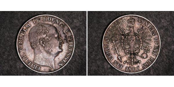 1 Thaler 普魯士王國 (1701 - 1918) 銀 腓特烈·威廉四世 (1795 - 1861)