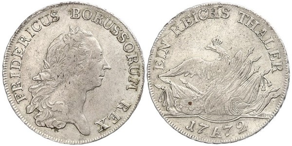 1 Thaler 普魯士王國 (1701 - 1918) 銀 腓特烈二世 (普鲁士) (1712 – 1786)