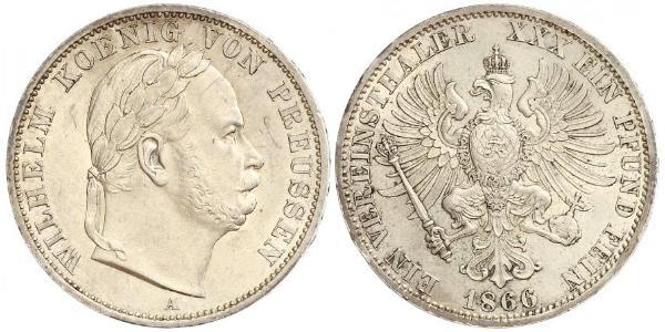 1 Thaler 普魯士王國 (1701 - 1918) 銀 威廉一世 (德国)