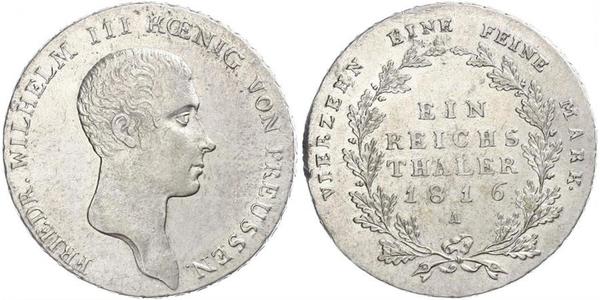 1 Thaler 普魯士王國 (1701 - 1918) 銀 腓特烈·威廉三世 (1770 -1840)