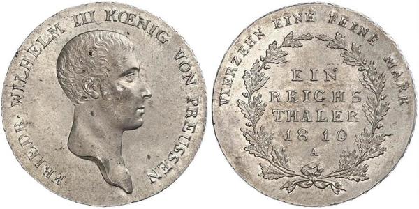 1 Thaler 普魯士王國 (1701 - 1918) 銀 腓特烈·威廉三世 (1770 -1840)