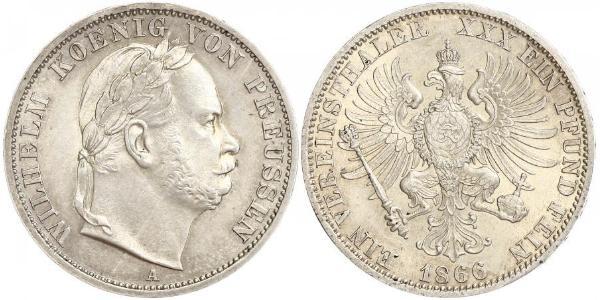 1 Thaler 普魯士王國 (1701 - 1918) 銀 威廉一世 (德国)