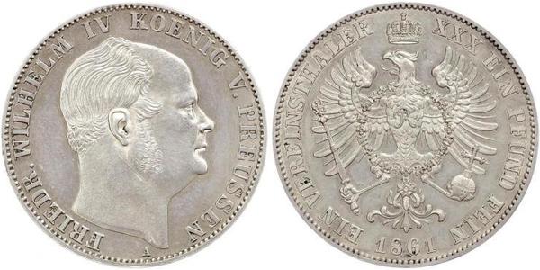 1 Thaler 普魯士王國 (1701 - 1918) 銀 腓特烈·威廉四世 (1795 - 1861)