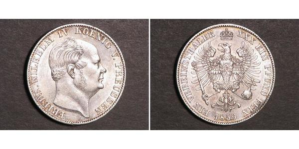 1 Thaler 普魯士王國 (1701 - 1918) 銀 腓特烈·威廉四世 (1795 - 1861)