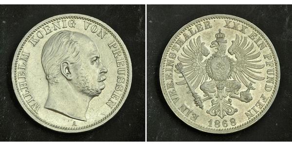 1 Thaler 普魯士王國 (1701 - 1918) 銀 威廉一世 (德国)