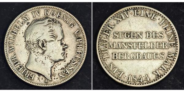 1 Thaler 普魯士王國 (1701 - 1918) 銀 腓特烈·威廉四世 (1795 - 1861)