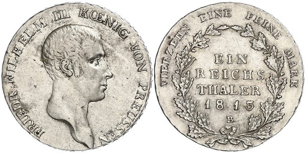 1 Thaler 普魯士王國 (1701 - 1918) 銀 腓特烈·威廉三世 (1770 -1840)