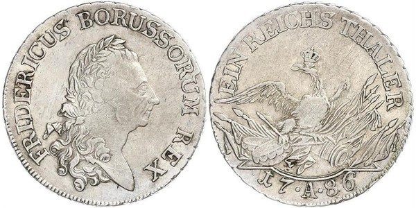 1 Thaler 普魯士王國 (1701 - 1918) 銀 腓特烈二世 (普鲁士) (1712 – 1786)
