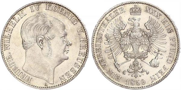 1 Thaler 普魯士王國 (1701 - 1918) 銀 腓特烈·威廉四世 (1795 - 1861)