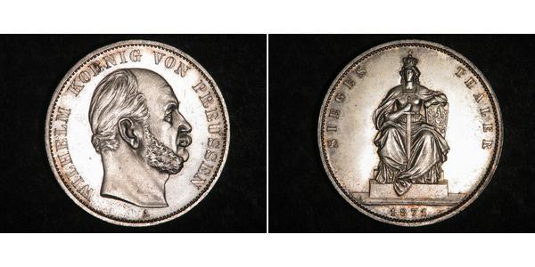 1 Thaler 普魯士王國 (1701 - 1918) 銀 威廉一世 (德国)
