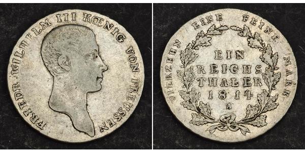 1 Thaler 普魯士王國 (1701 - 1918) 銀 腓特烈·威廉三世 (1770 -1840)