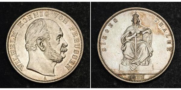 1 Thaler 普魯士王國 (1701 - 1918) 銀 威廉一世 (德国)