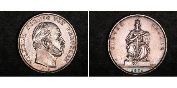 1 Thaler 普魯士王國 (1701 - 1918) 銀 威廉一世 (德国)