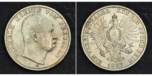 1 Thaler 普魯士王國 (1701 - 1918) 銀 威廉一世 (德国)