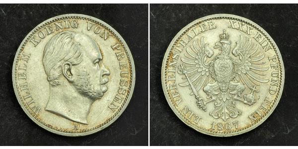 1 Thaler 普魯士王國 (1701 - 1918) 銀 威廉一世 (德国)