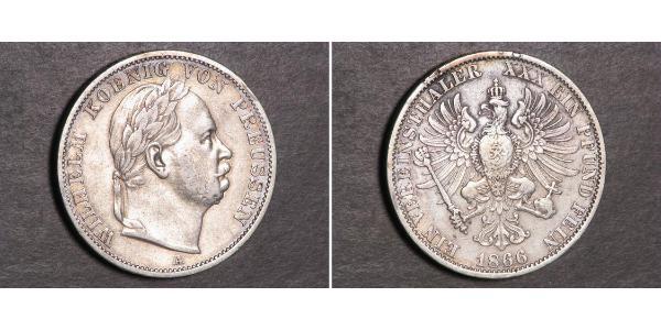 1 Thaler 普魯士王國 (1701 - 1918) 銀 威廉一世 (德国)