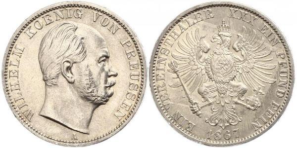 1 Thaler 普魯士王國 (1701 - 1918) 銀 威廉一世 (德国)