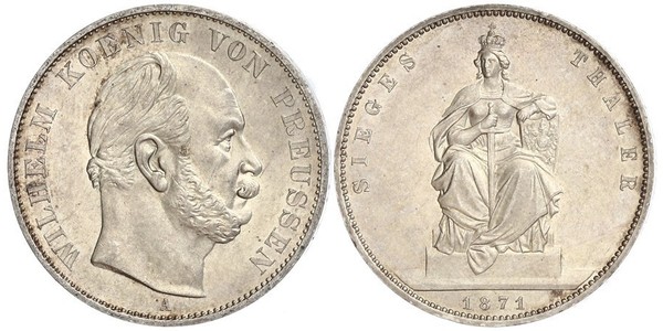 1 Thaler 普魯士王國 (1701 - 1918) 銀 威廉一世 (德国)
