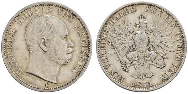 1 Thaler 普魯士王國 (1701 - 1918) 銀 威廉一世 (德国)