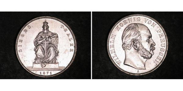 1 Thaler 普魯士王國 (1701 - 1918) 銀 威廉一世 (德国)